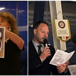 La Delegata Massimiliana Tomaselli introduce il tema della serata e mostra un'opera di Picasso tratta da "Le metamorfosi"; Segretario M.E. Paolucci e Consultore D. Annecchini durante la lettura di poesie di D’Annunzio.  